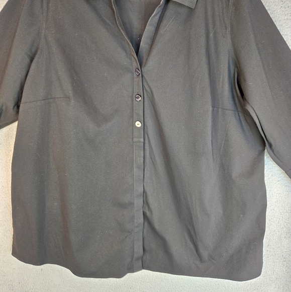 Foxcroft NYC Womens Sz 22W No Iron Black Casual Comfort Full Front Button Blouse - Picture 3 of 14